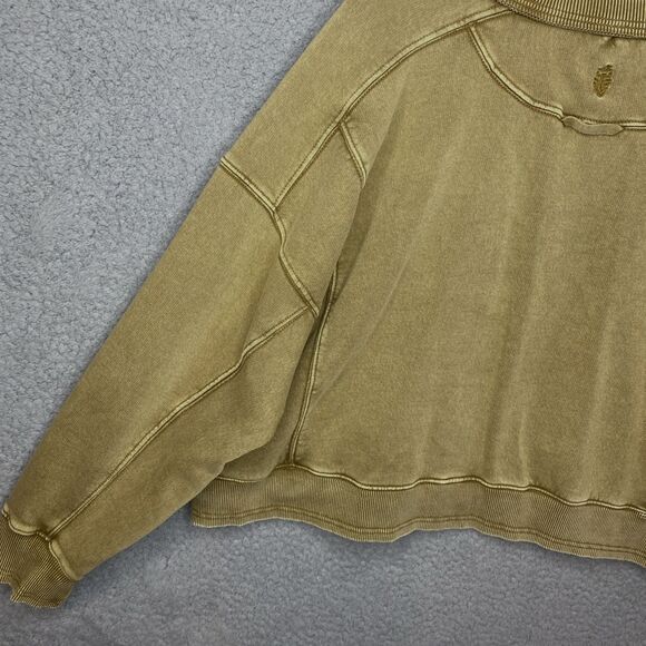 Free People Movement Sz XL Harvest Gold Intercept Crop Crewneck Relaxed Pullover - Picture 13 of 16